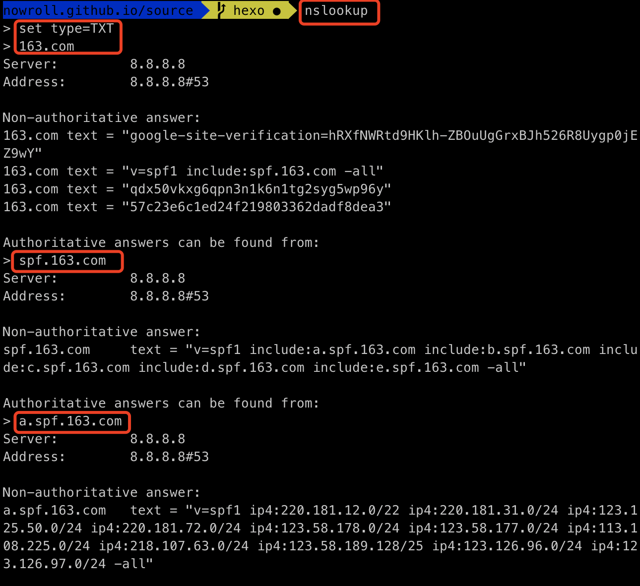 nslookup运行结果